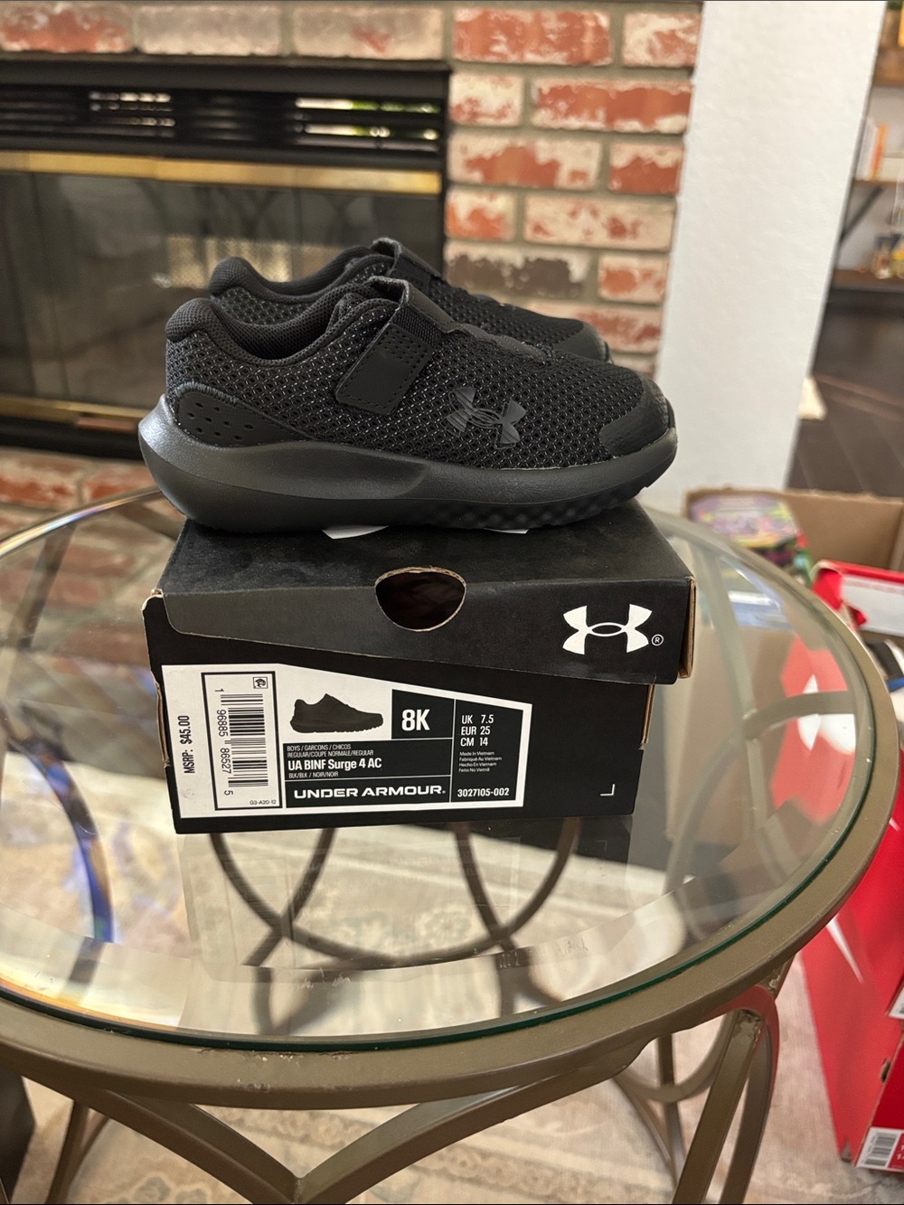 Under Armour Black Mesh Slip-On Shoes for Toddlers/Little Kids Size 8